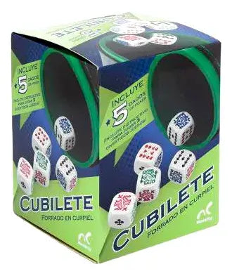 Cubilete con 5 dados marca Novelty