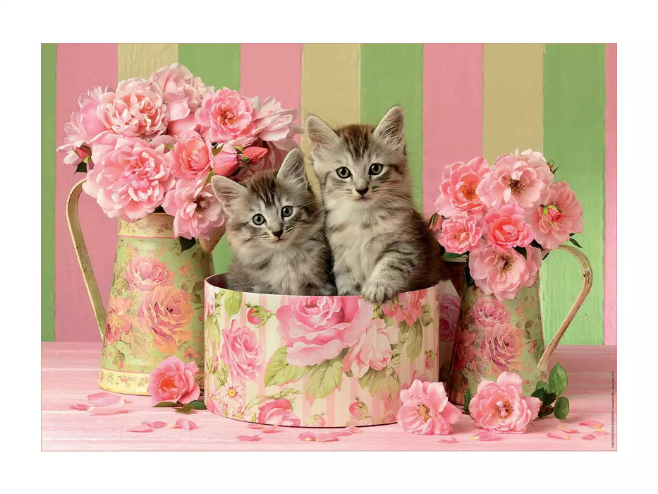 Gatitos con rosas rompecabezas