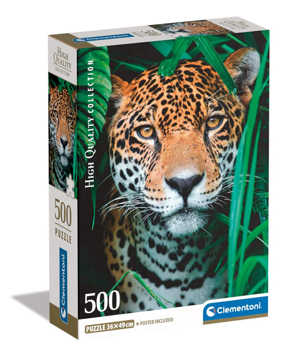 Mirada de Jaguar en la Selva Rompecabezas Clementoni Compact Pro Ecología 500 Piezas