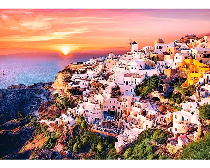 Puesta de Sol sobre Santorini Rompecabezas 1000 piezas Trefl