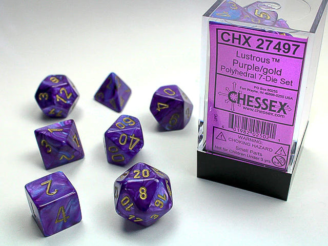 Set de 7 dados Chessex Lustrous Purple Gold