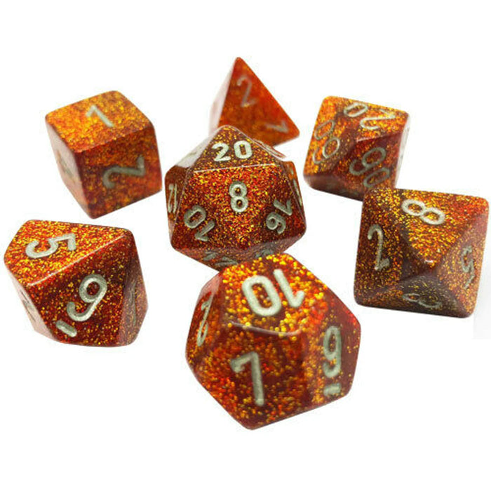 Set de 7 dados Chessex glitter gold silver