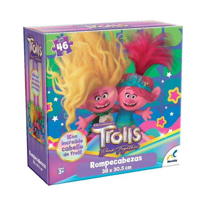 Trolls 3 Rompecabezas Peluche Novelty 46 piezas