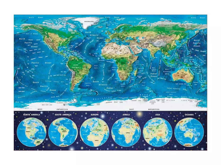 Mapamundi Físico Neón Rompecabezas 1000 Piezas Educa